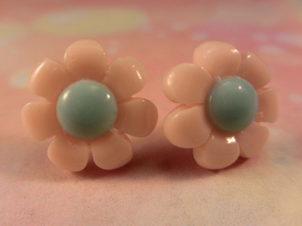 Pastell Blume Ohrstecker Blüte Flower blau rosa